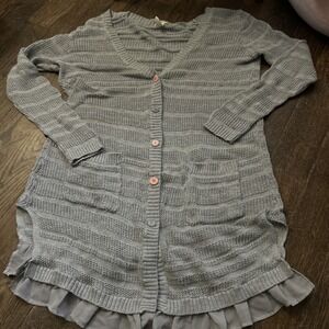 Matilda Jane Stay Cozy Long Sleeve Ruffles Grey Cardigan Womens Size Small